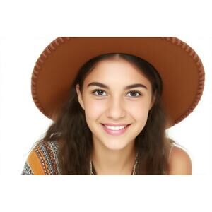 Phase 3 Hat Women's Braided Band Floppy 100% Wool Hat Brown ONE SIZE NWT
